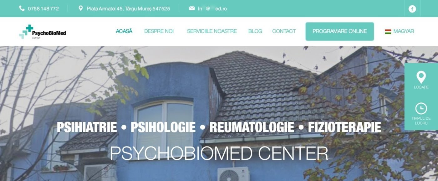 Pagina principală a site-ului PsychoBioMed Center